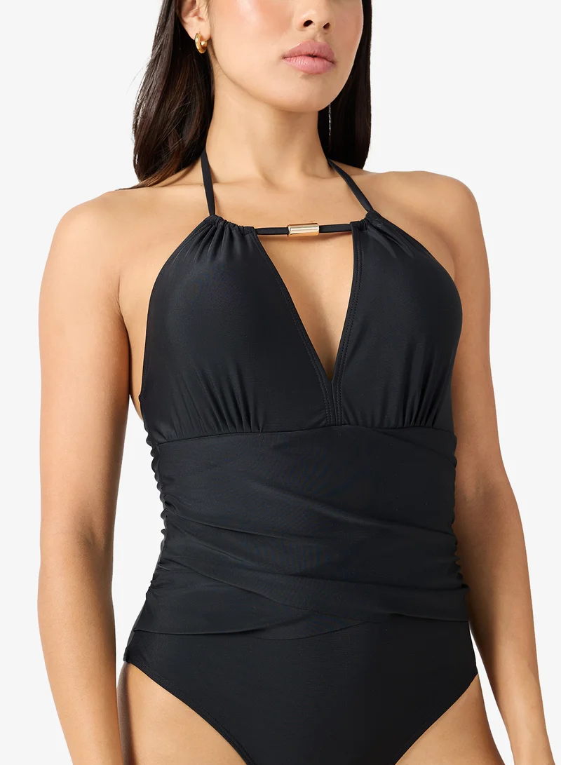 جينجر Halter Neck Tummy Control Swimsuit